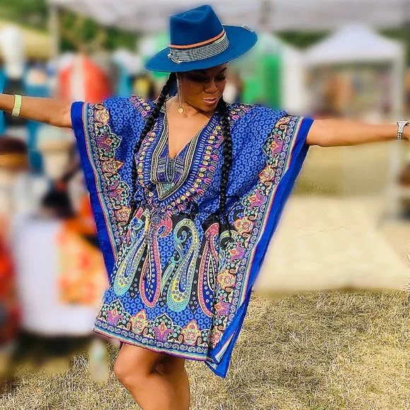 blue tribal dress Buy Women Blue Tribal Print Short Length Nursing Dress main image 1